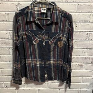 Harley-Davidson Button Down Lightweight Flannel Shirt Size Large